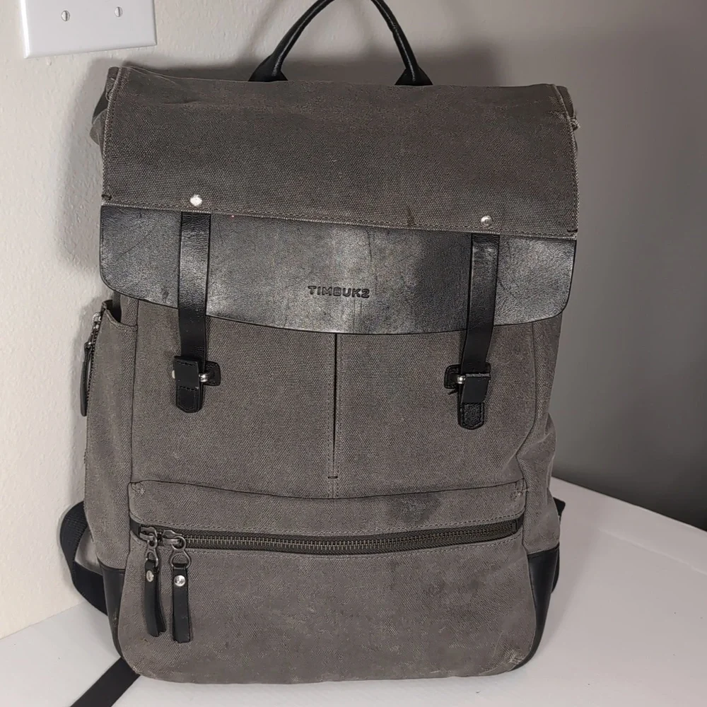Timbuk2 Charcoal and Black Men's Backpack Trailer Casual Leather Canvas